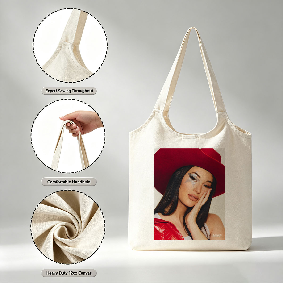 Katy Perry in a Bold Red Hat and Statement Makeup for Variety Cover Shoot - Canvas shoulder bags/