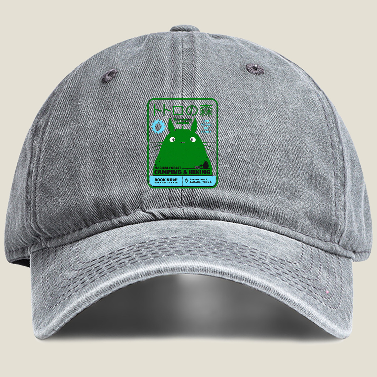 Totoro Forest Adventure: Camping & Hiking in Sayama Hills - Washed Denim - Baseball Cap