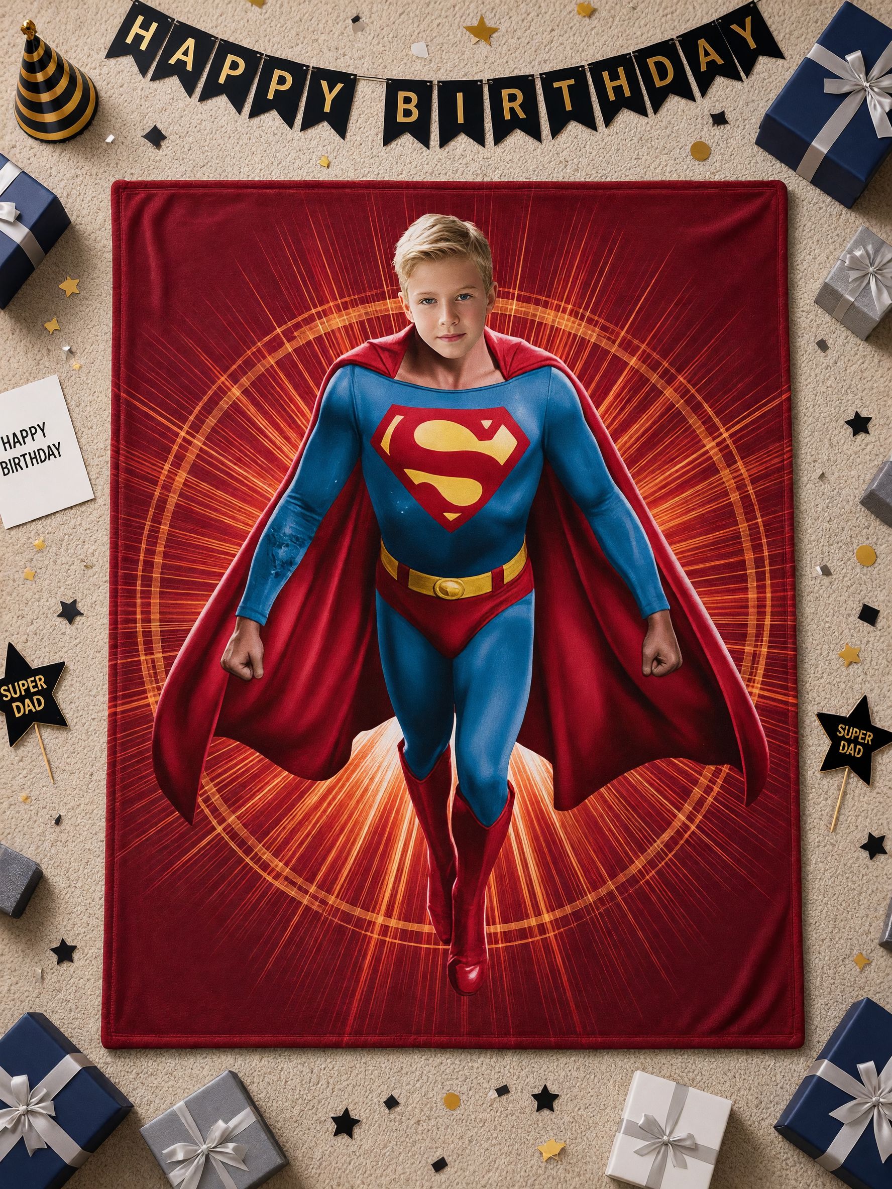 Personalized Superhero Face Blanket Custom Photo Flannel Fleece Throw Ideal Cozy Keepsake Gift for Kids and Adults