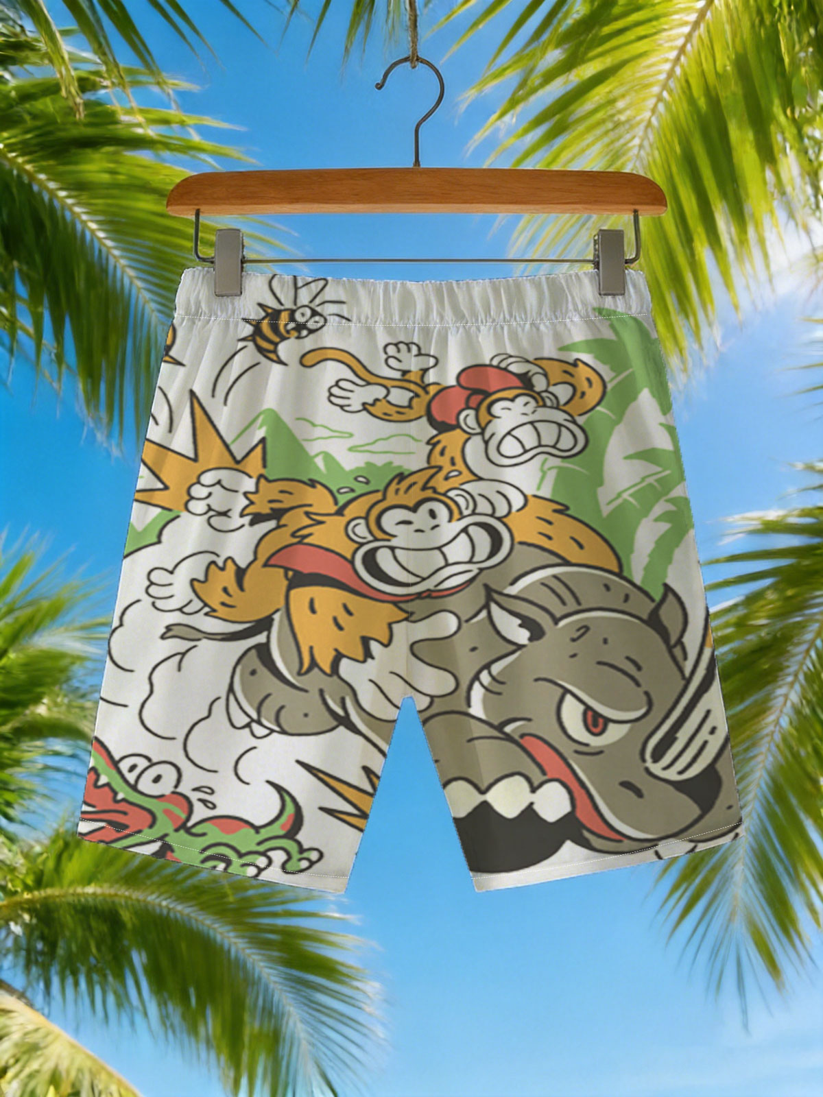 Donkey Kong vs. Rhino in Jungle Chaos -  Beach shorts