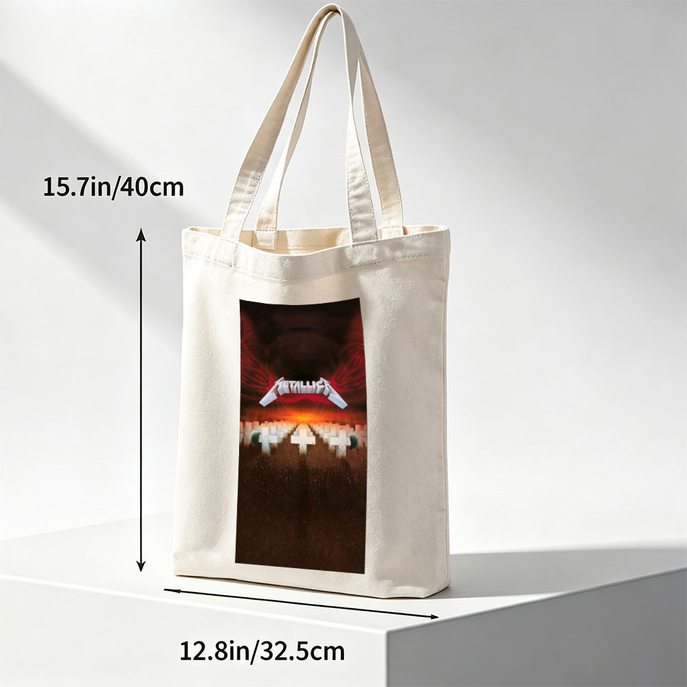 Metallica War Scene with Crosses and Fiery Sky - Canvas tote bags