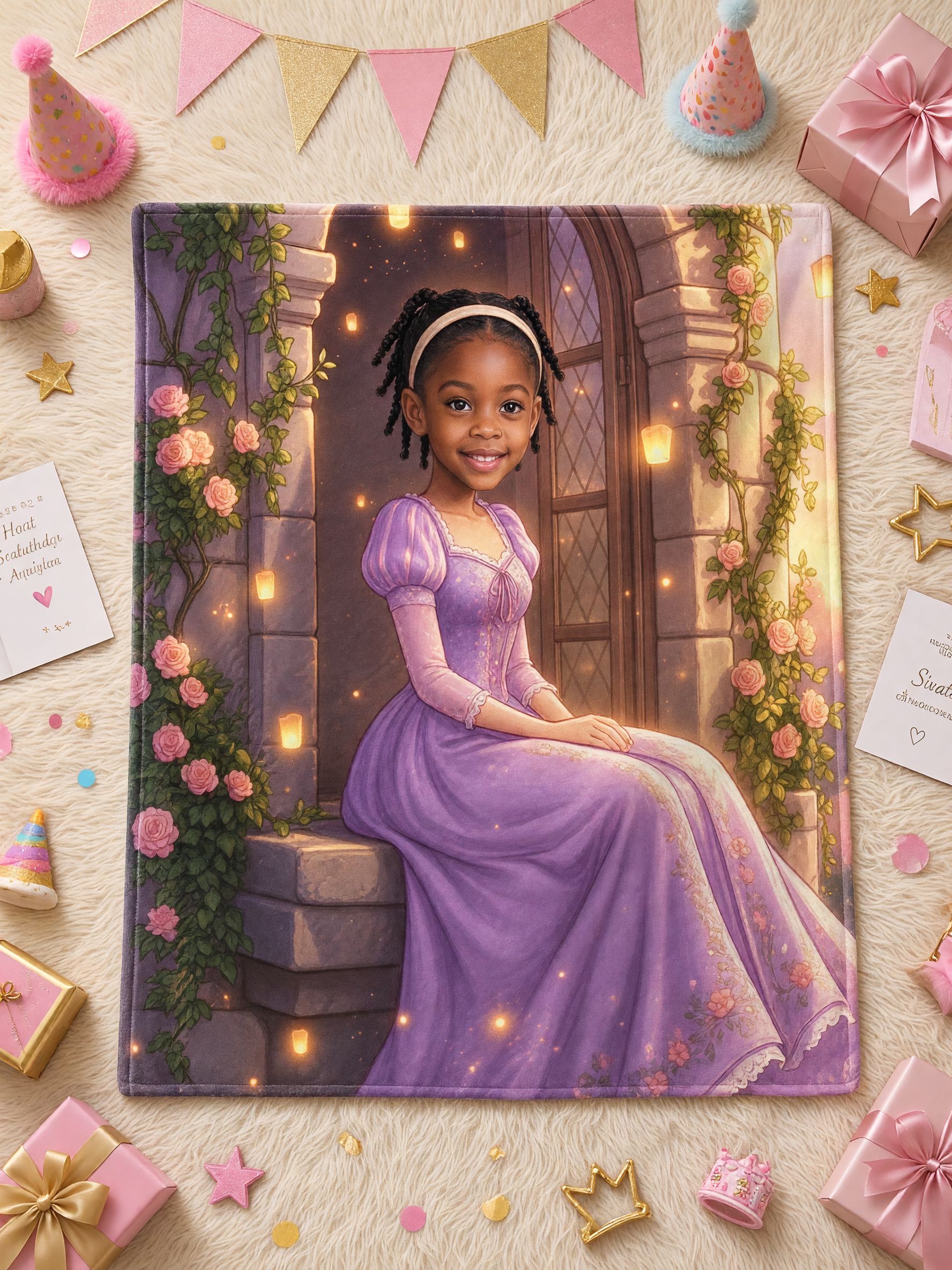 Custom Face Princess Blanket, Personalized Portrait Flannel Fleece Throw, Ultra Soft Ideal Personalized Gift