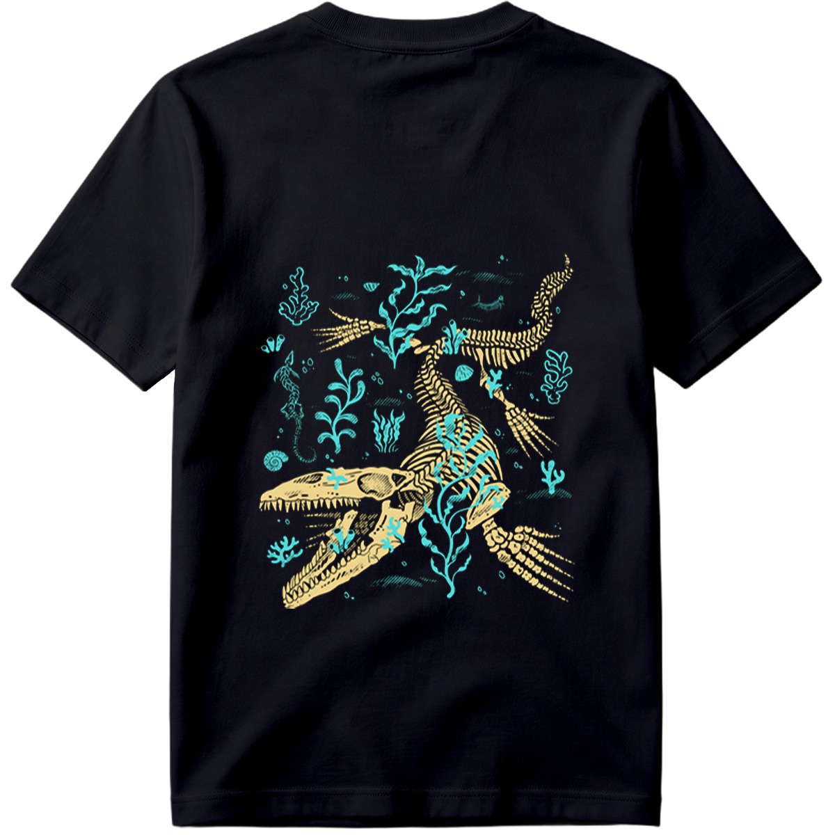 Mosasaurus Skeleton in Ocean Depths - Tee