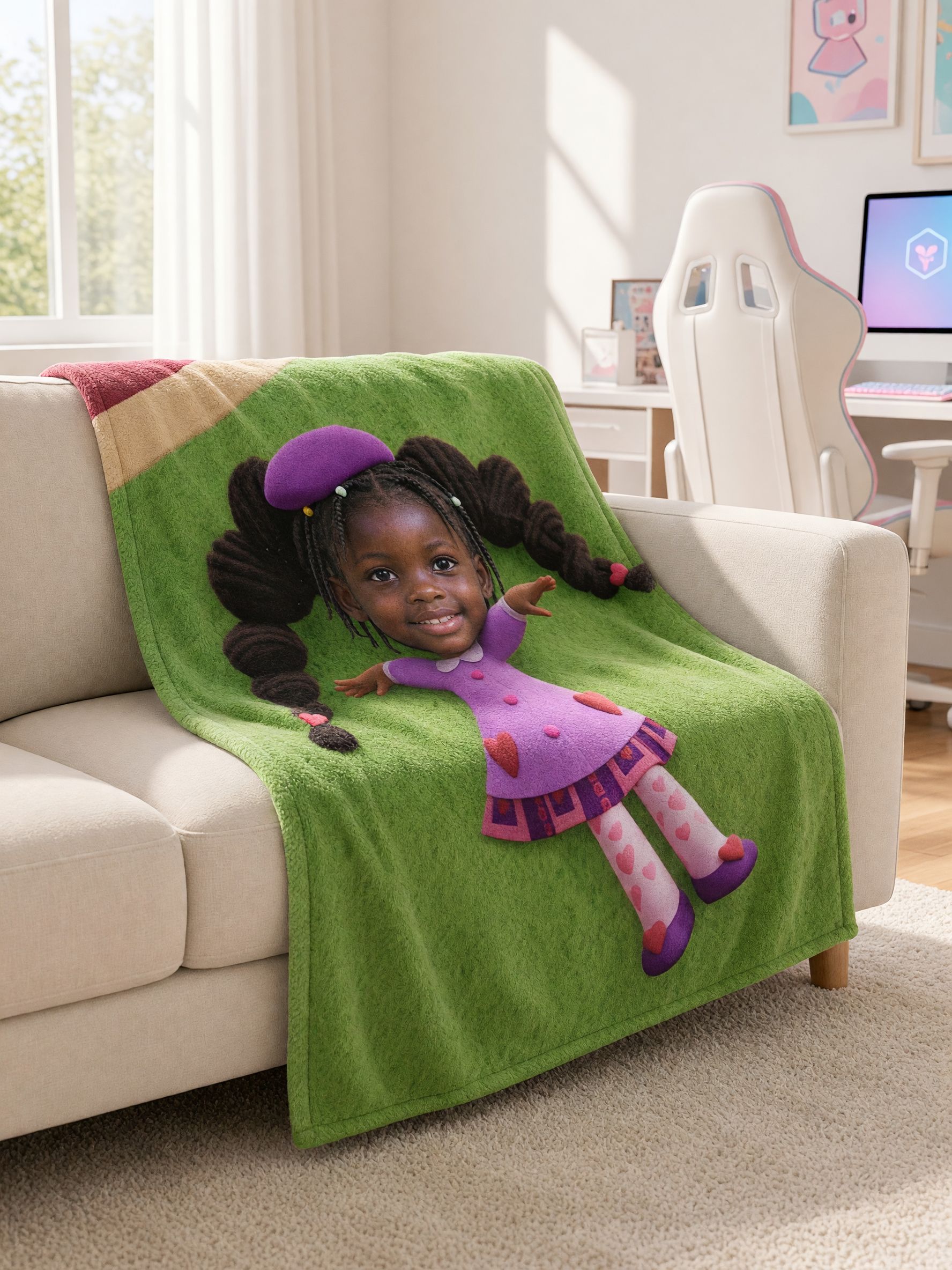 Custom Face Photo Blanket Personalized Cartoon Character Flannel Throw Ultra Soft Cozy Plush Ideal Customized Gift