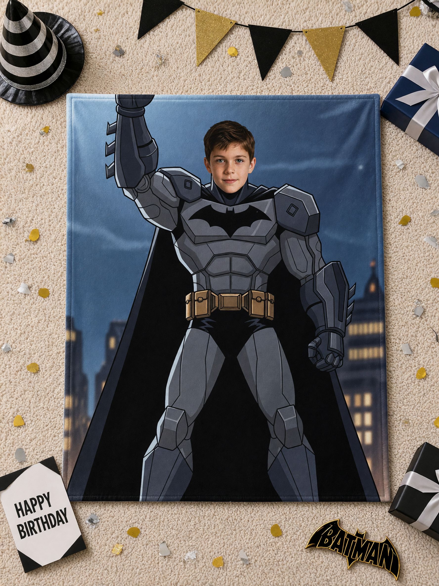 Custom Face Superhero Blanket Personalized Flannel Fleece Throw, Ideal Personalized Gift for Kids and Family