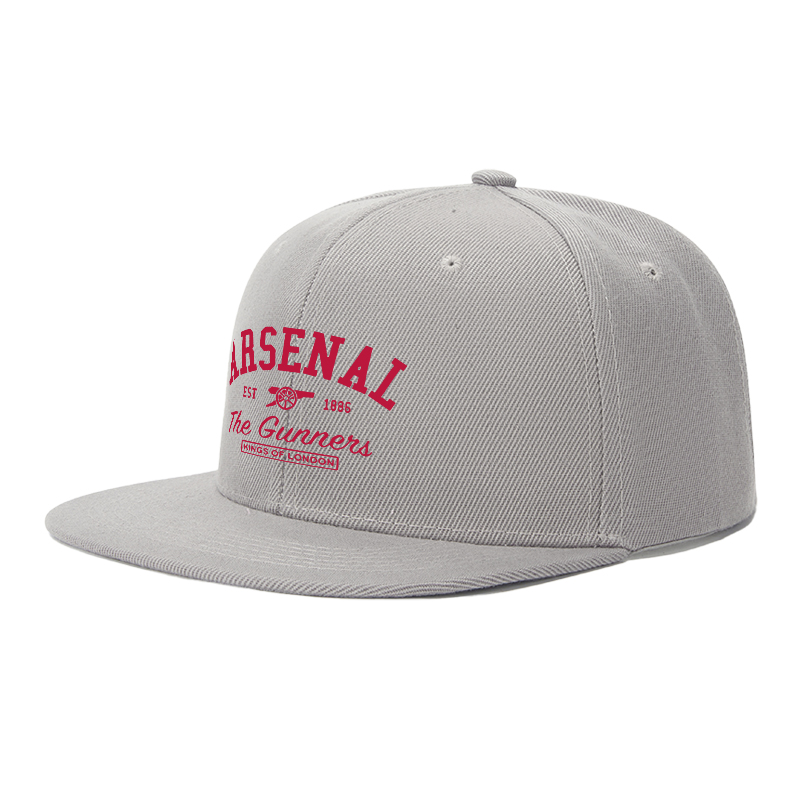 Flat Brim Baseball Cap Arsenal The Gunners Kings of London Logo Print Streetwear Underground Skate Style Hat for Basketball Court Skate Park Urban Players and Rap Artists