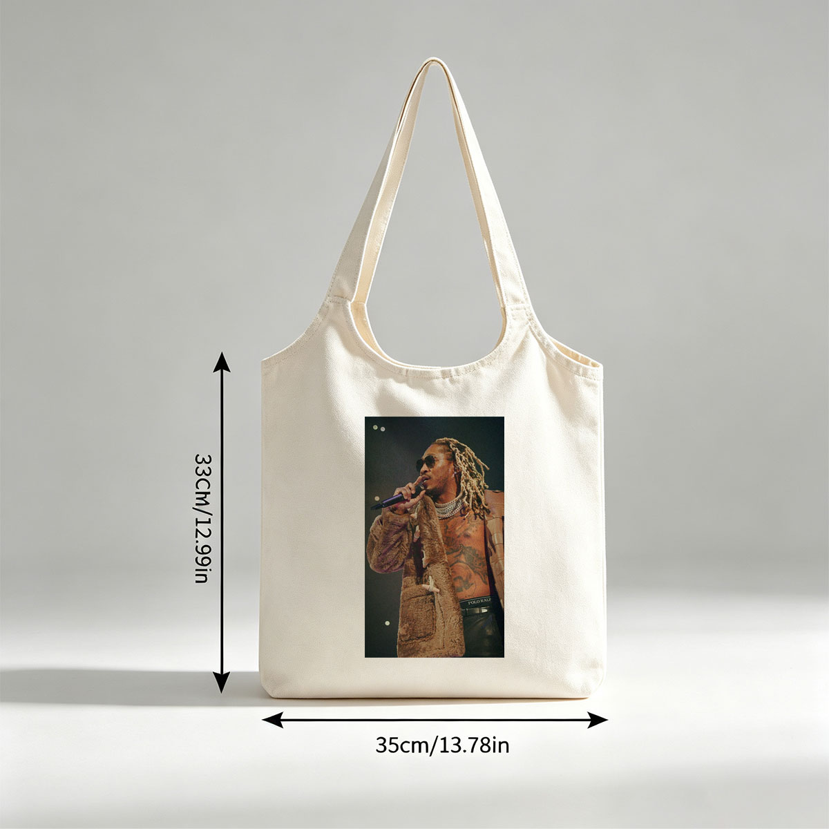 Future Performing on Stage in a Fur Coat and Sunglasses - Canvas shoulder bags/