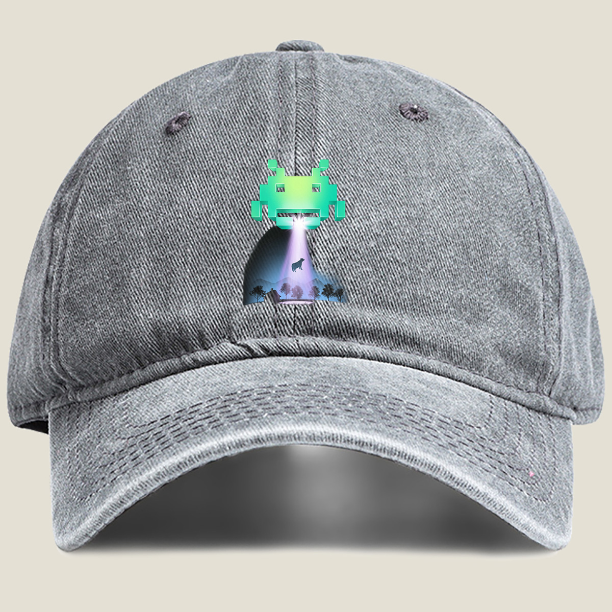 Space Invaders: Alien Abduction - Washed Denim - Baseball Cap