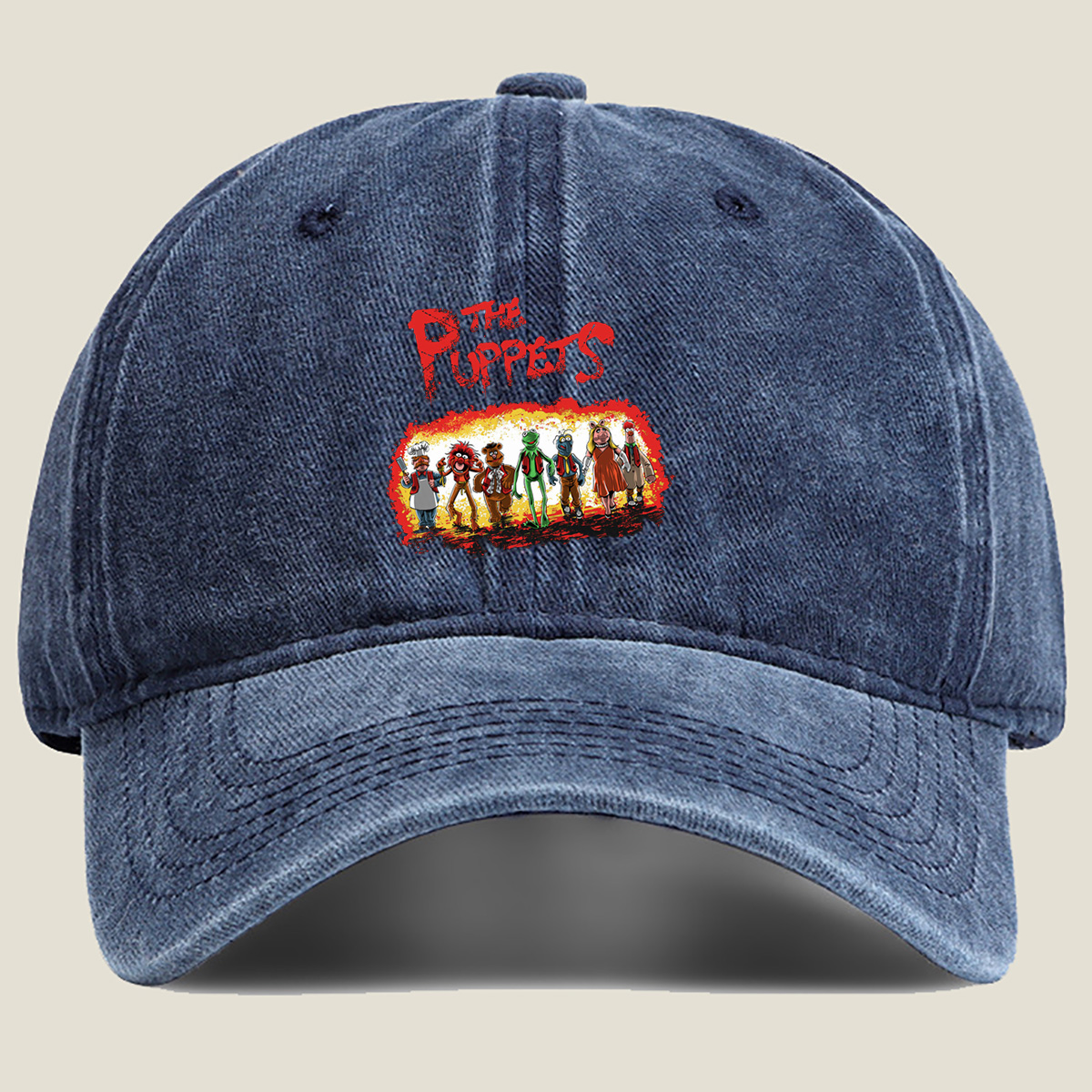 The Muppets: Kermit, Miss Piggy, Fozzie, Animal, Gonzo, and Chef Piggy - Washed Denim - Baseball Cap