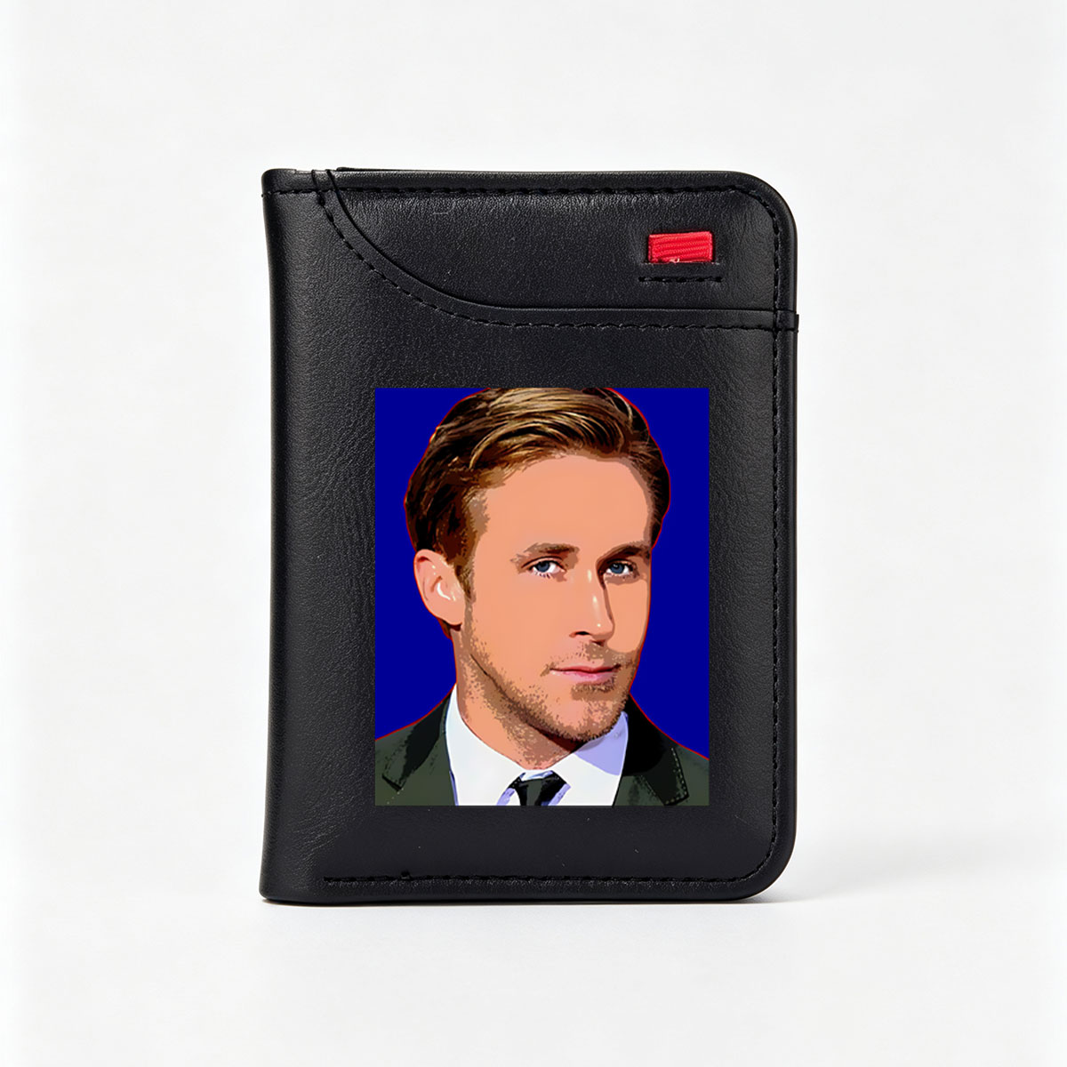 Ryan Gosling in a formal suit against a blue background - Vertical Style Wallet