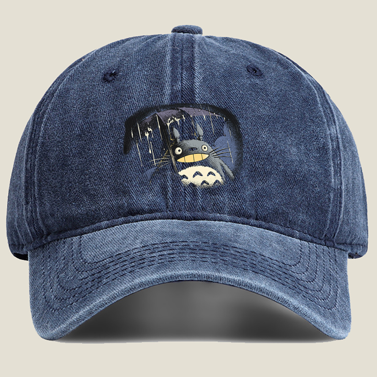 Totoro in the Rain - Washed Denim - Baseball Cap