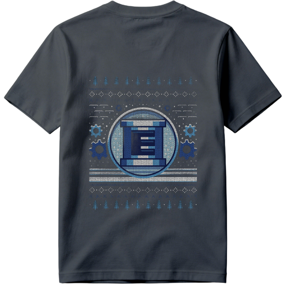 Pixel Winter Emblem: Column & Gears Holiday Design - Tee