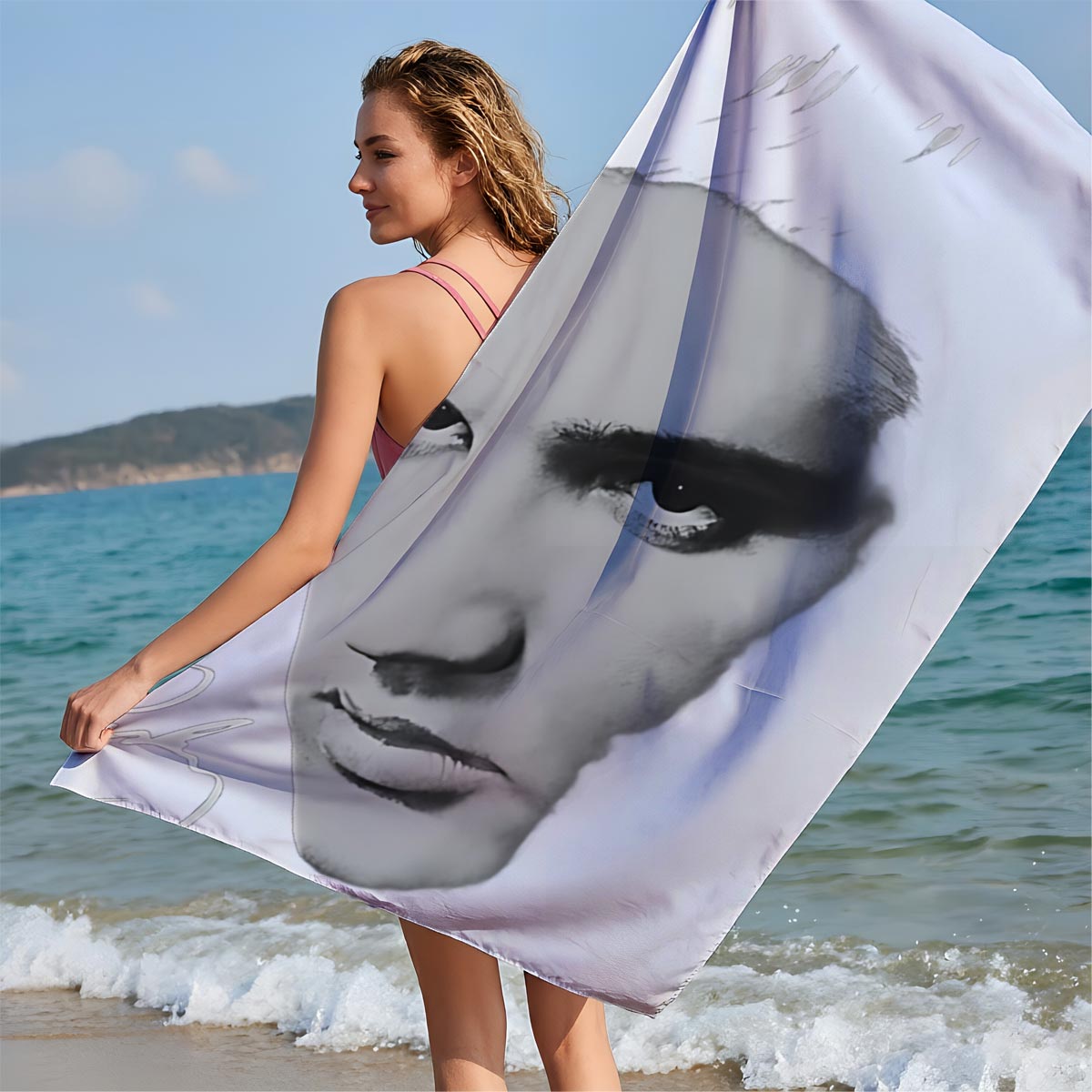 Elvis Presley Portrait in Black and White - Beach towels