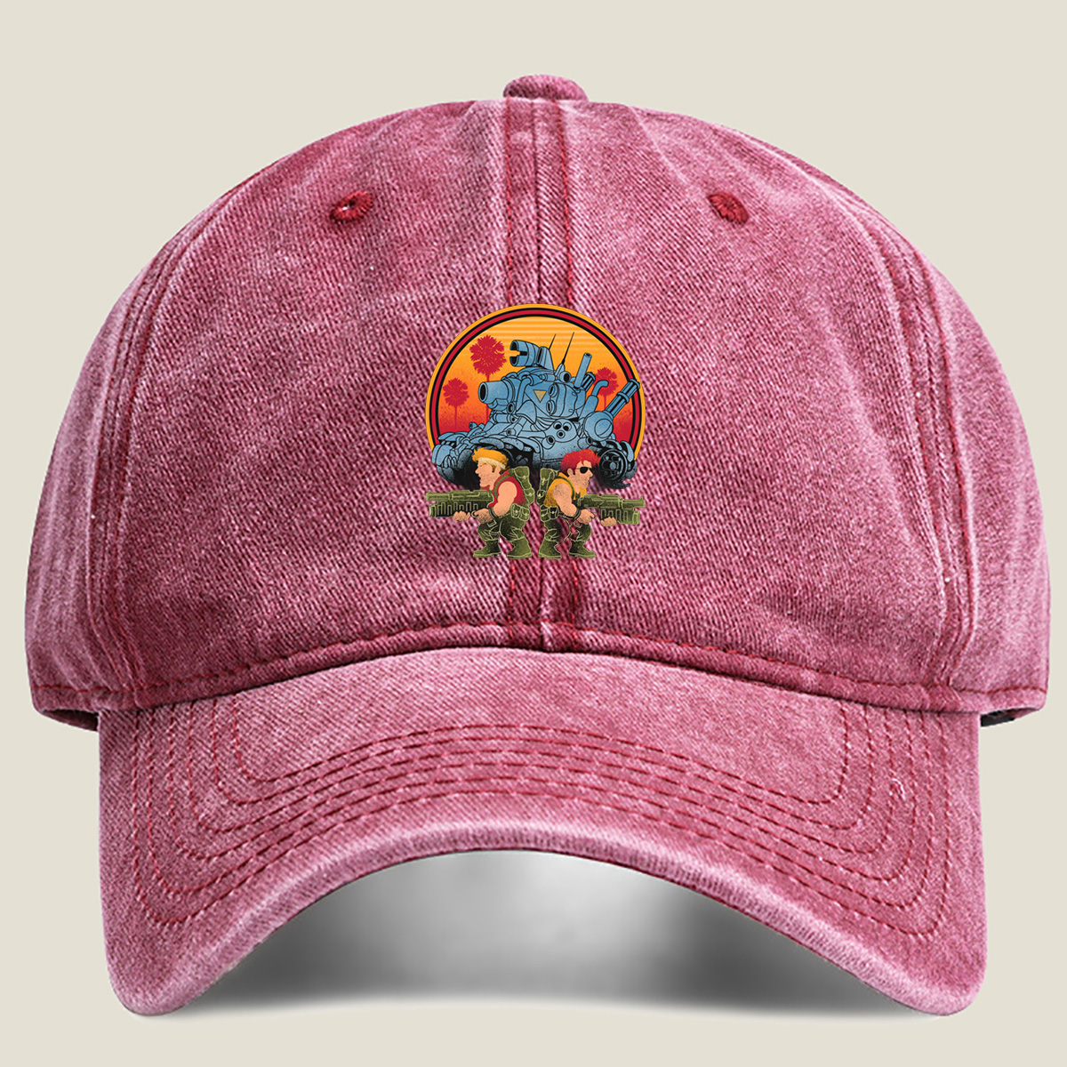 Double Dragon: Billy and Jimmy with Tank in Sunset - Washed Denim - Baseball Cap