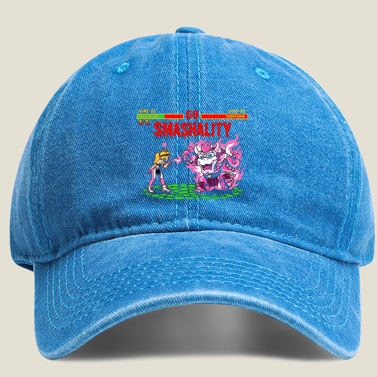 Peach Blade vs Koopa Kahn: Smashality Showdown - Washed Denim - Baseball Cap