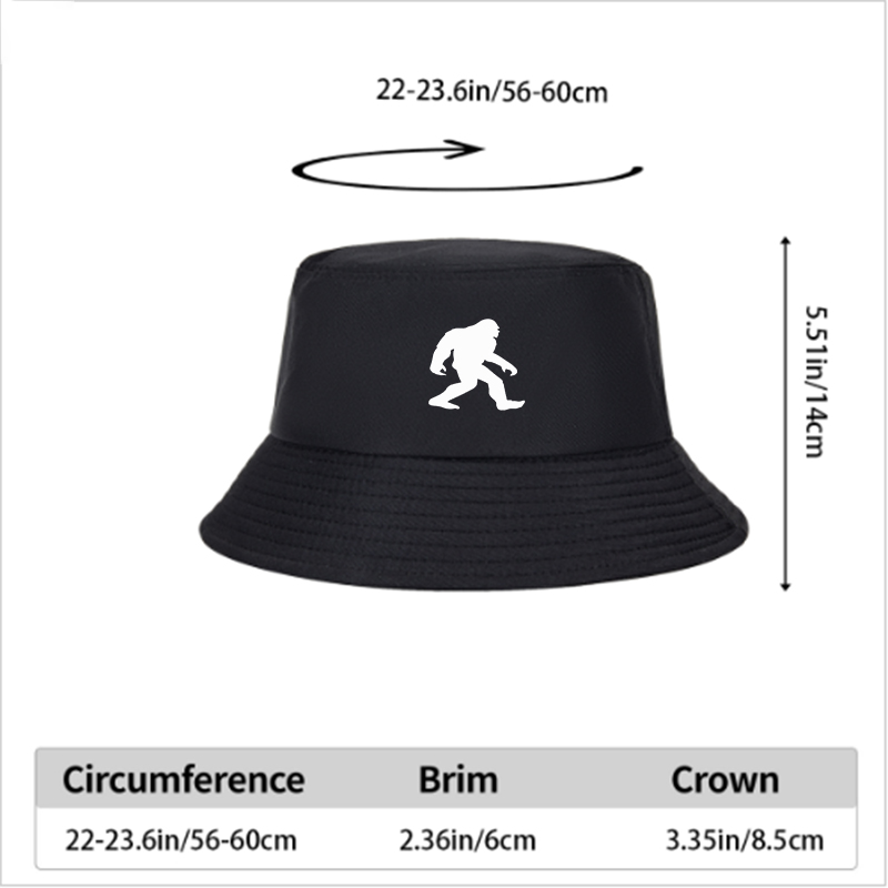 Unisex Classic Bucket Hat with Bigfoot Silhouette Print - Lightweight Sun Protection Hat for Outdoor Adventures, Hiking, Camping, and Casual Wear - Perfect for Nature Enthusiasts and Adventure Seekers