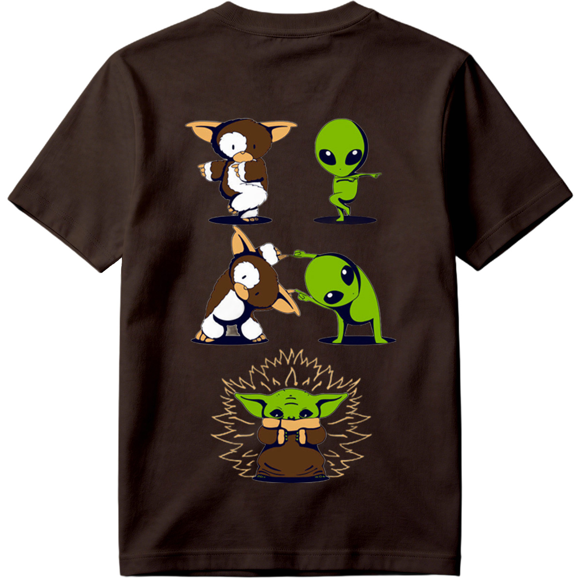 Diddy Kong, Alien, and Baby Yoda in Playful Poses - Tee
