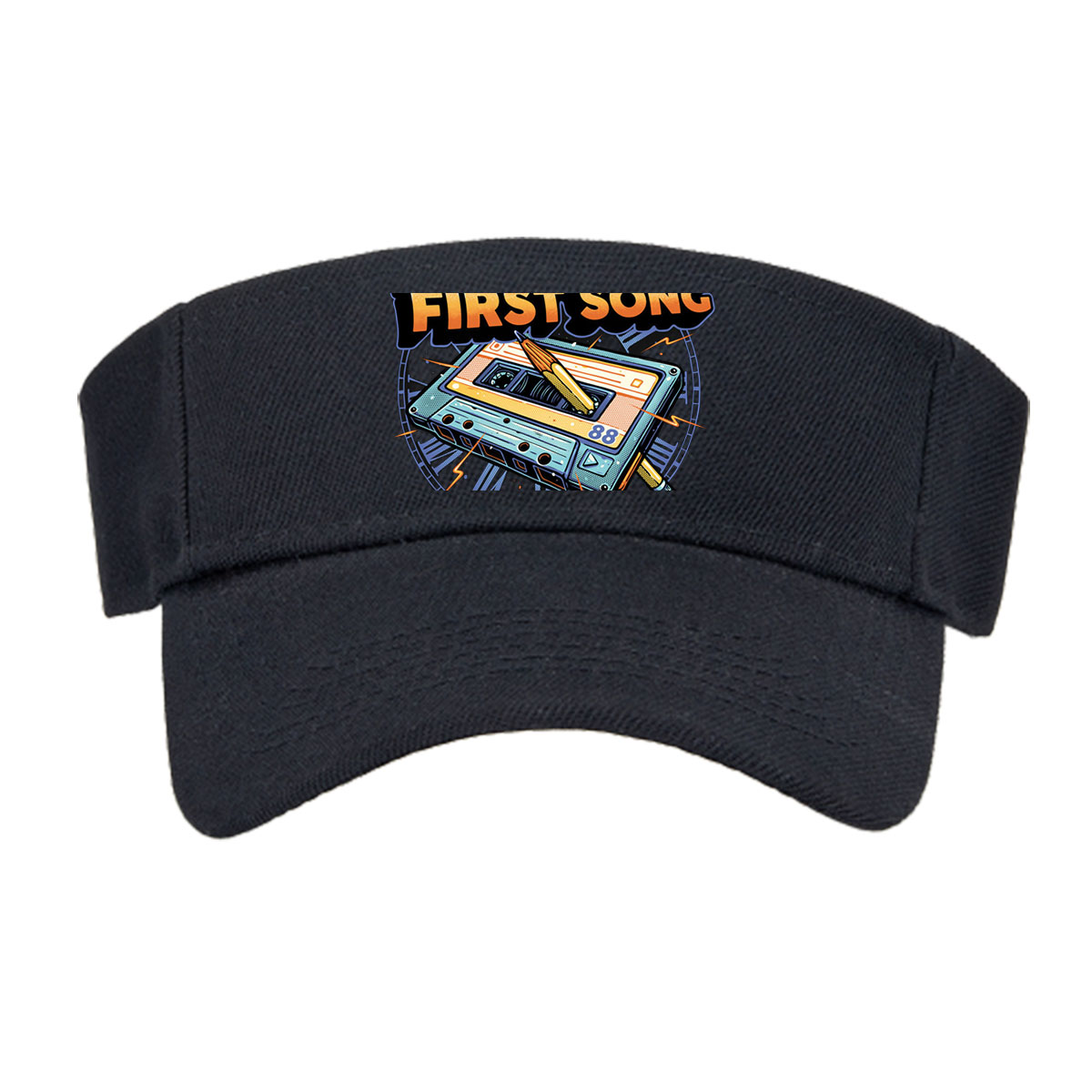 Back to the First Song: Cassette Tape with Pen and Clock Design -  Visor cap
