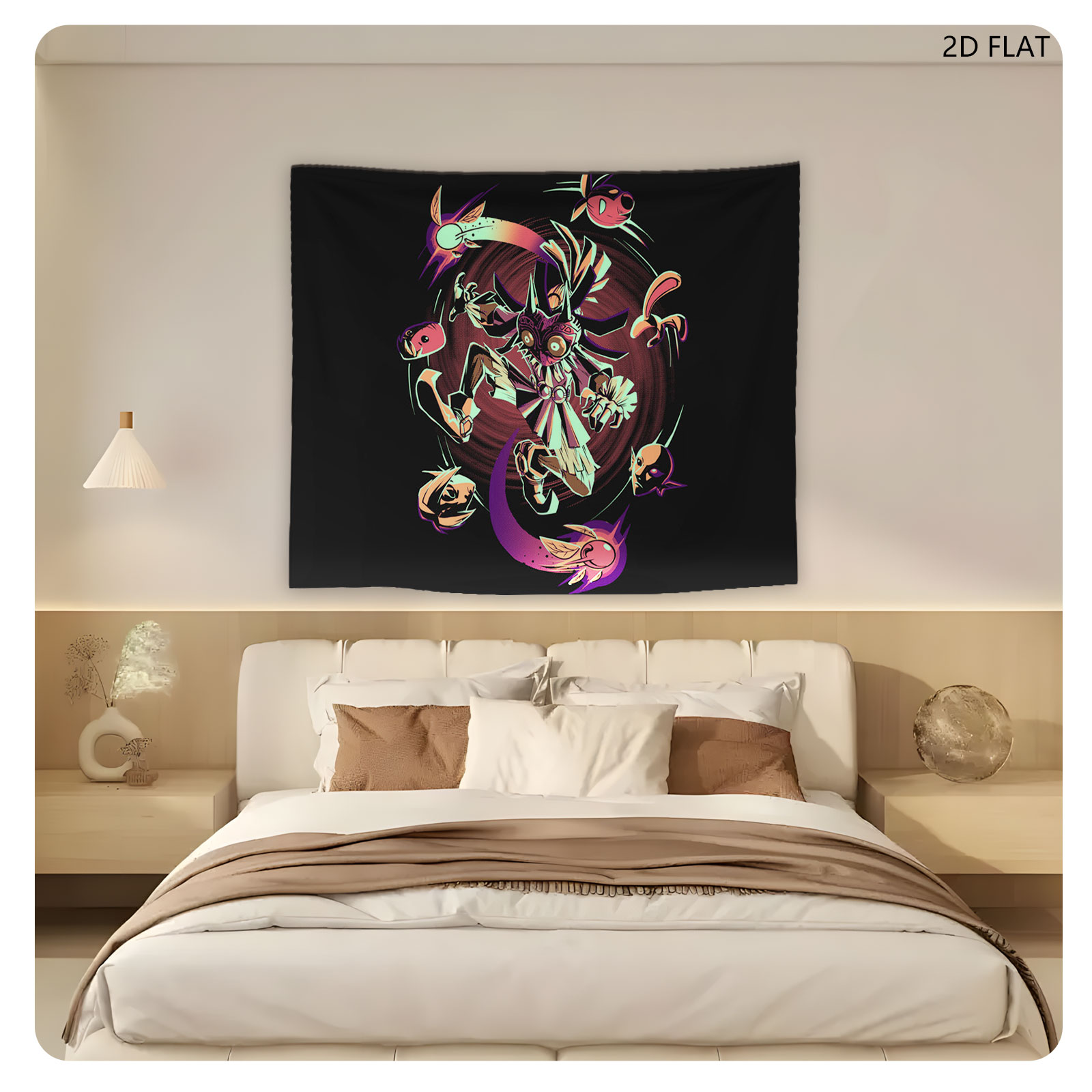 Majora's Mask: Skull Kid and Moon Creatures in Cosmic Dance - Tapestry