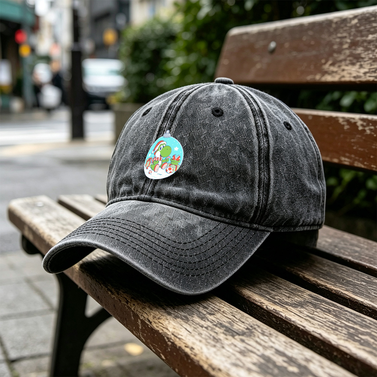 Yoshi Christmas Ornament - Washed Denim - Baseball Cap
