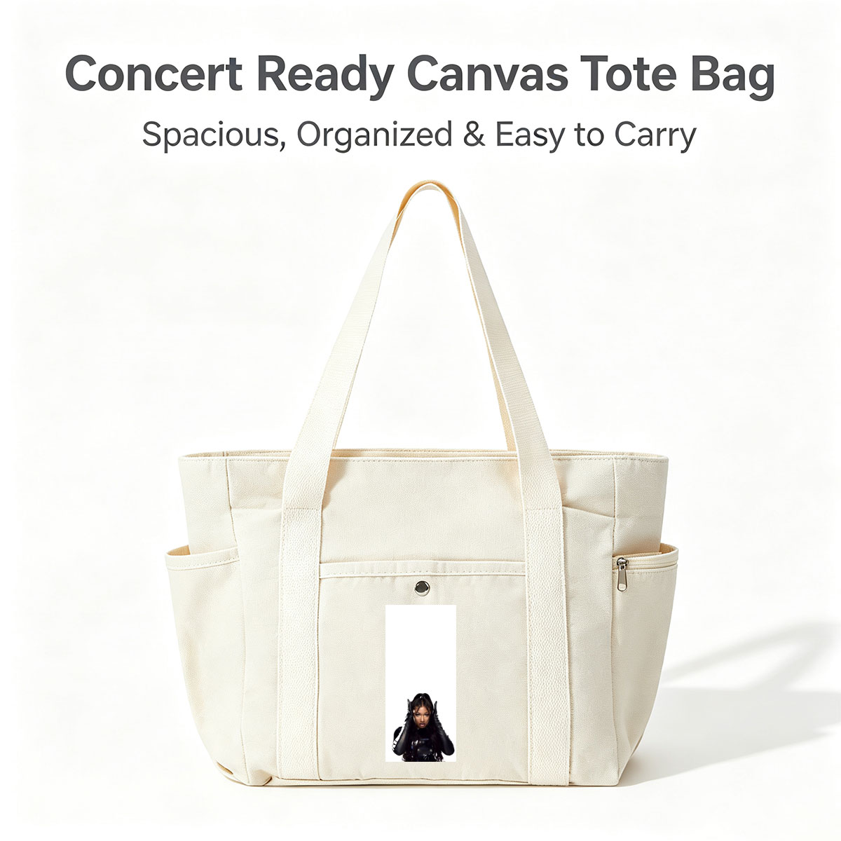 Megan Thee Stallion in a Bold Black Outfit with Hands on Head Against White Background - Multi-pocket bags