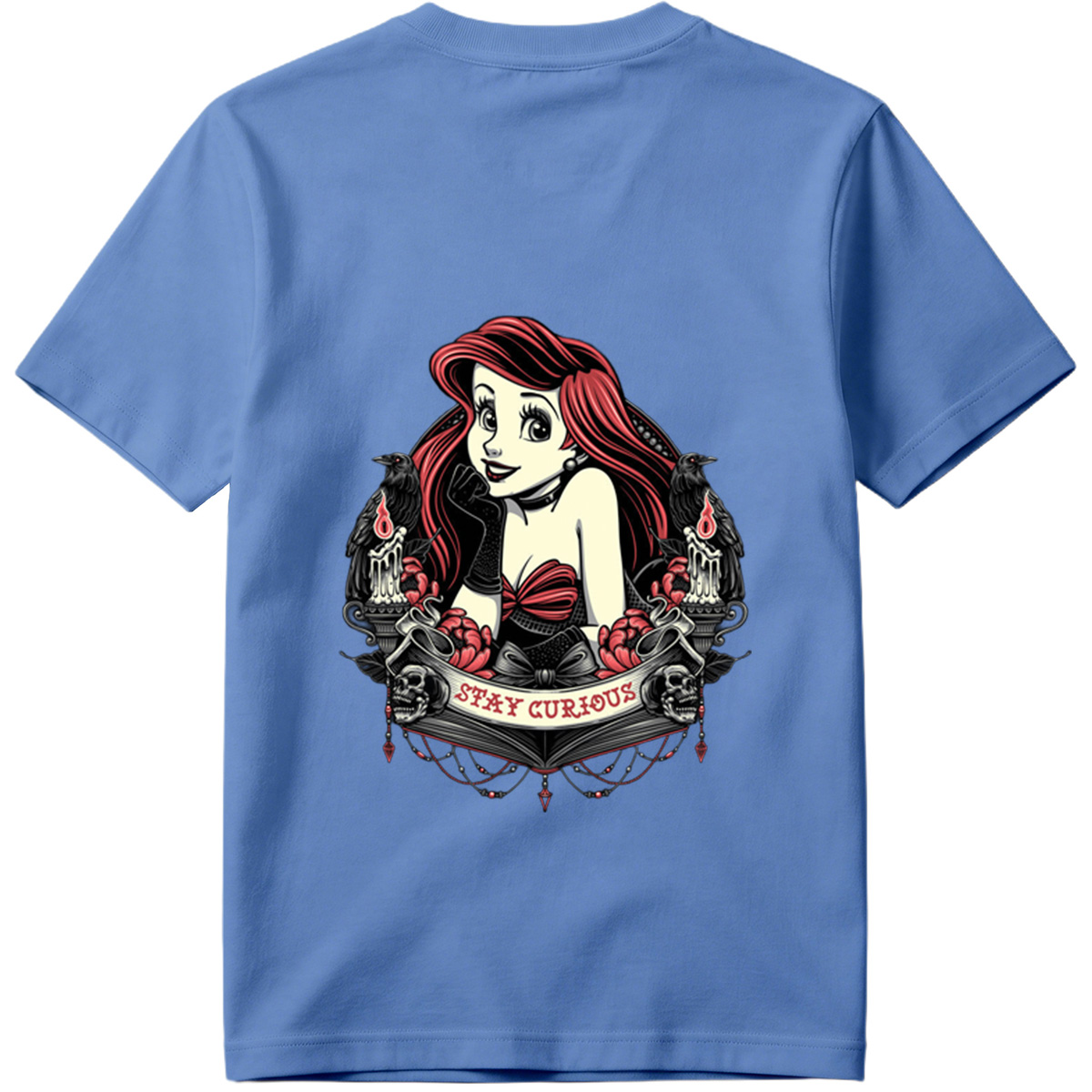 Ariel Stay Curious Gothic Design - Tee