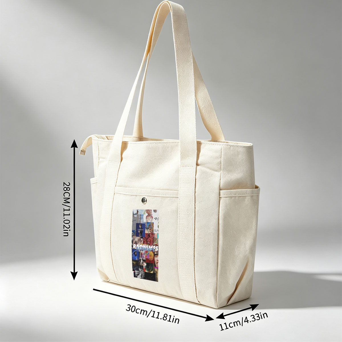 RADWIMPS Collage Artwork Featuring Band Members and Vibrant Visual Elements - Multi-pocket bags