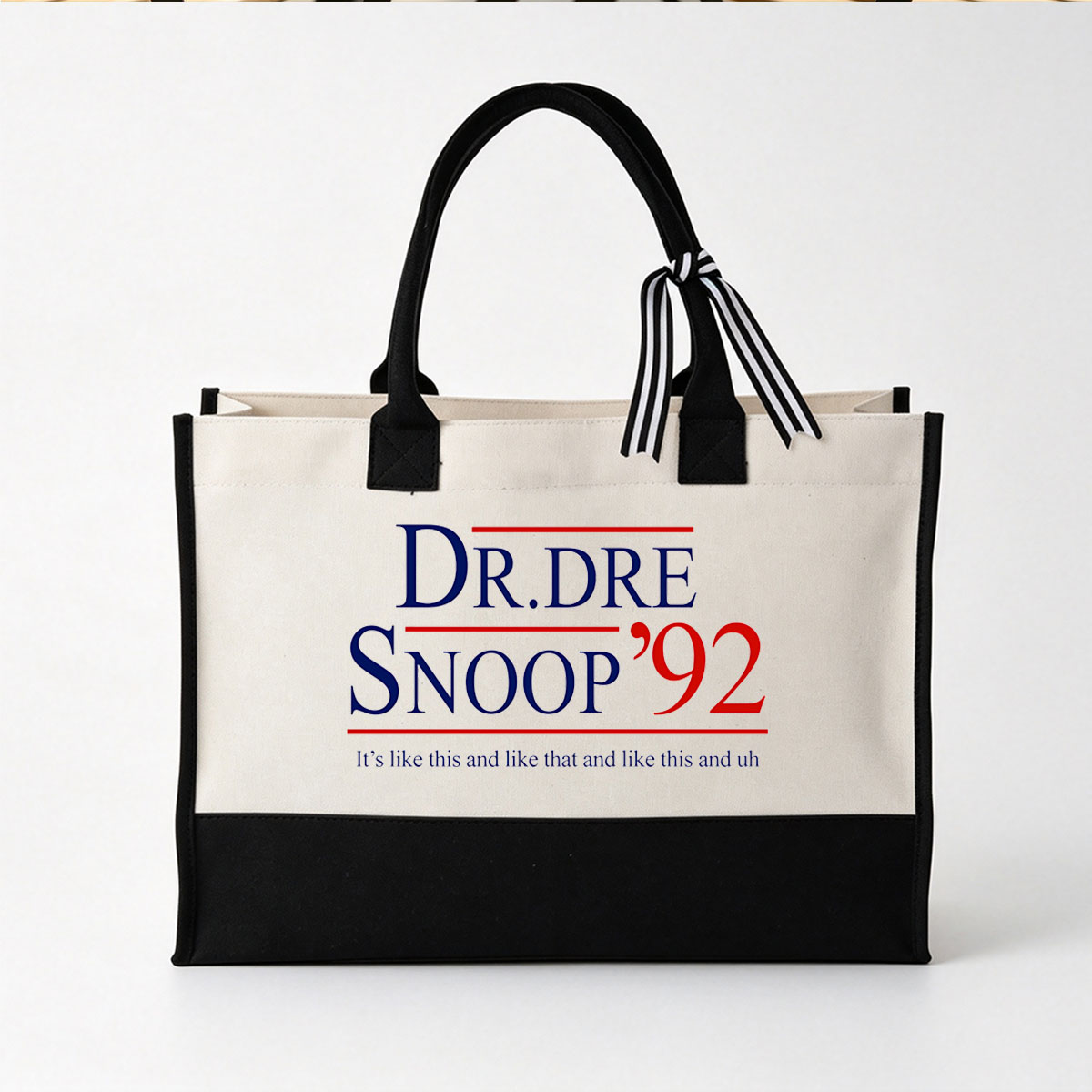Dr. Dre & Snoop Dogg '92 Collaboration Title - Canvas patchwork gift tote bag