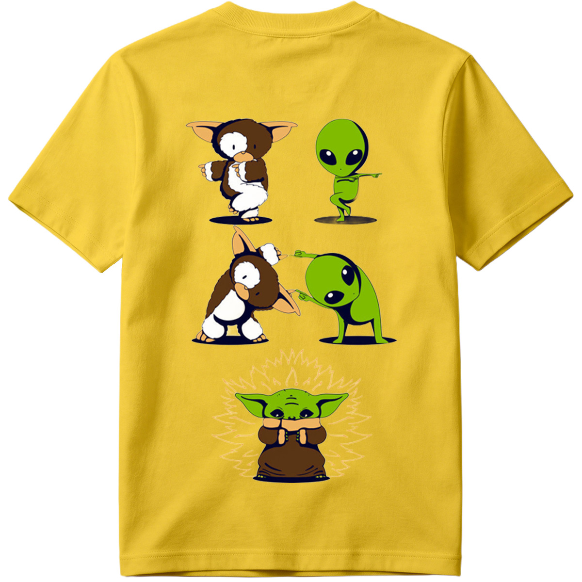 Diddy Kong, Alien, and Baby Yoda in Playful Poses - Tee