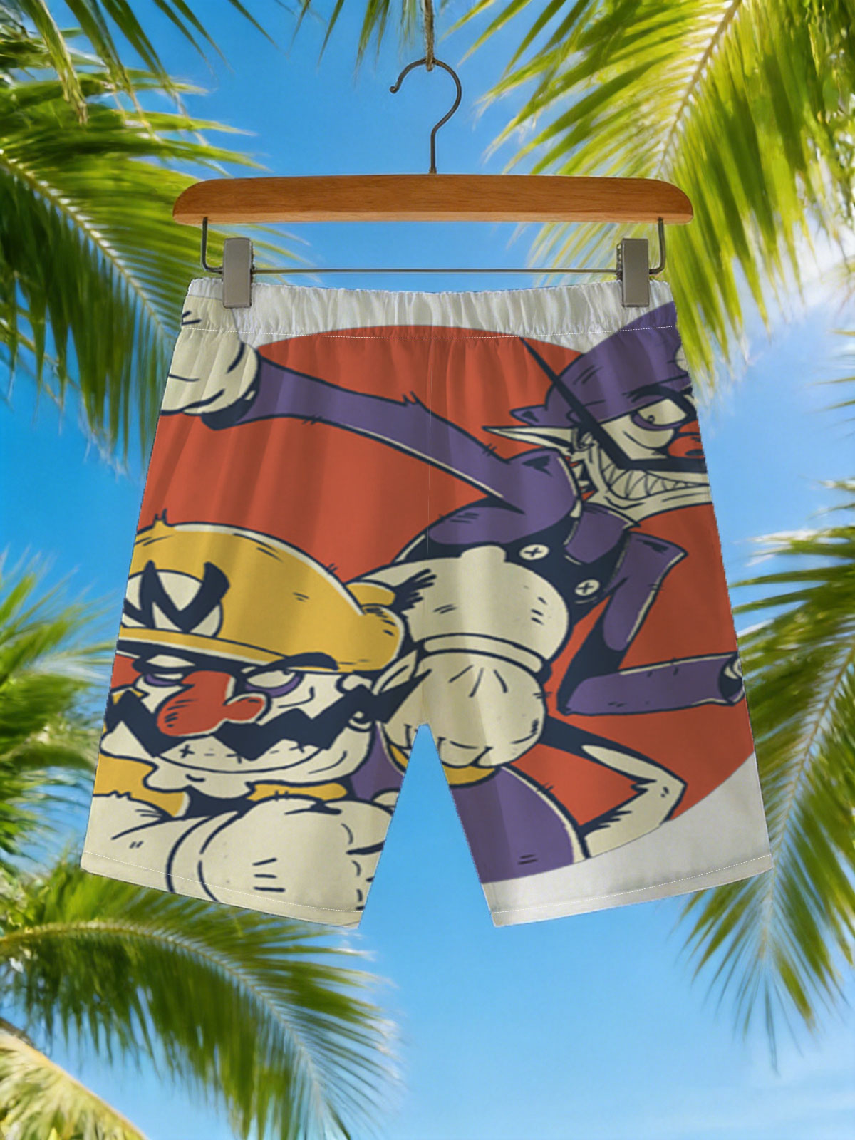 Wario and Waluigi in Action Pose -  Beach shorts