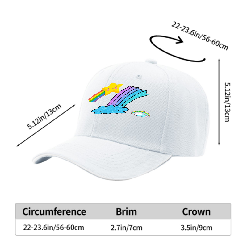 Unisex Classic Sandwich Hat with Rainbow Star and Cloud Print - Perfect for Casual Outings, Outdoor Activities, and Everyday Wear - Ideal for Adults and Teens Seeking Fun, Colorful Headwear