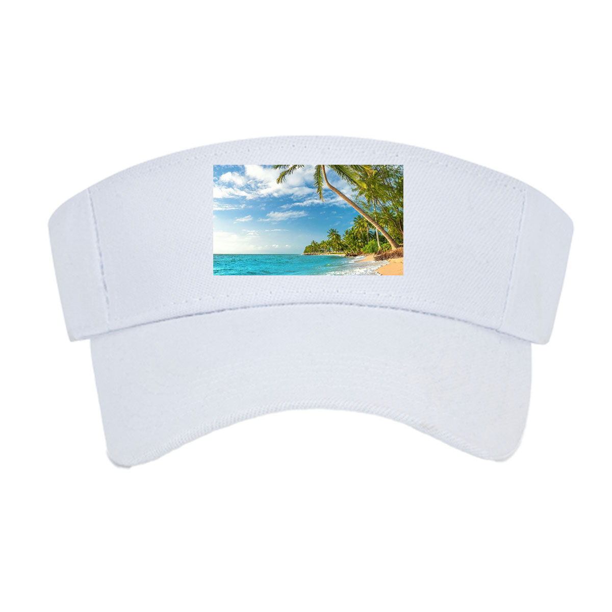 Tropical Beach with Palm Trees and Crystal Clear Water -  Visor cap