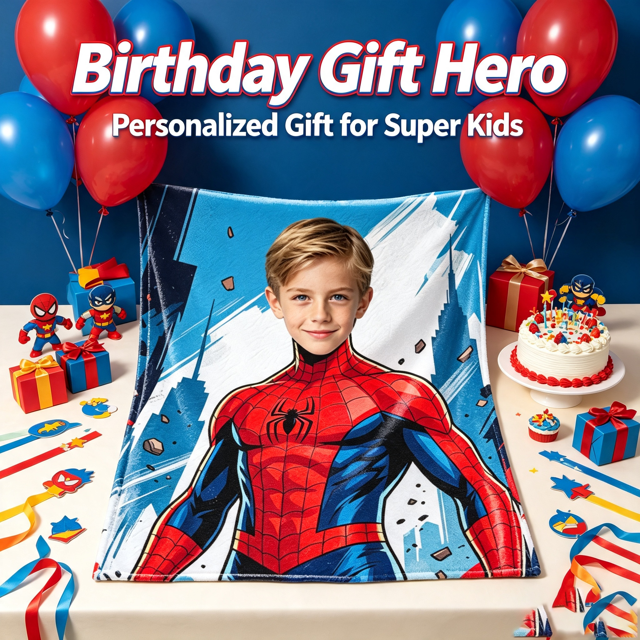DIY Custom Photo Spider-Man Flannel Blanket – Personalized Hero-Themed Throw for Kids (Sofa Blanket Gift)