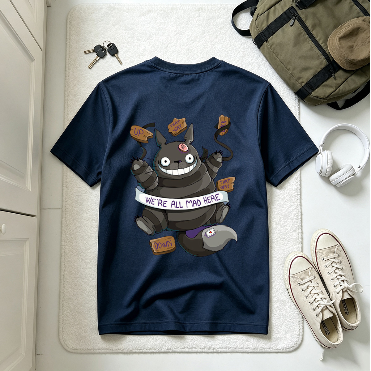 Totoro Meets Alice in Wonderland: We're All Mad Here - Tee