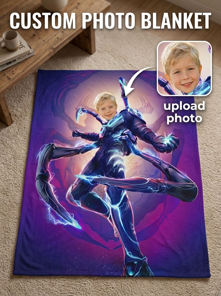 Personalized Custom Face Superhero Flannel Blanket Ultra Soft Cozy Throw for Kids and Adults Unique Photo Gift