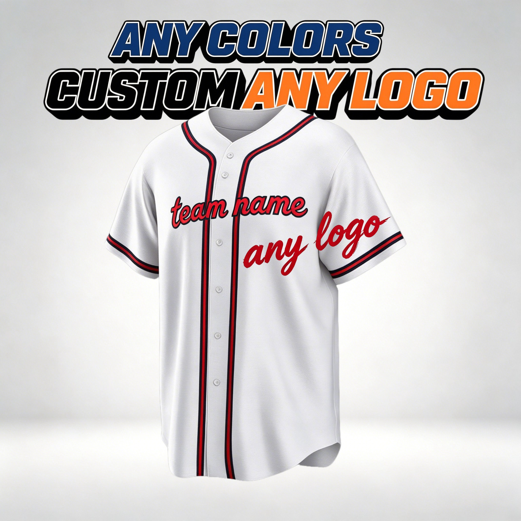 Custom Atlanta City Style Baseball Jersey Full Button Moisture Wicking Polyester For Men And Youth