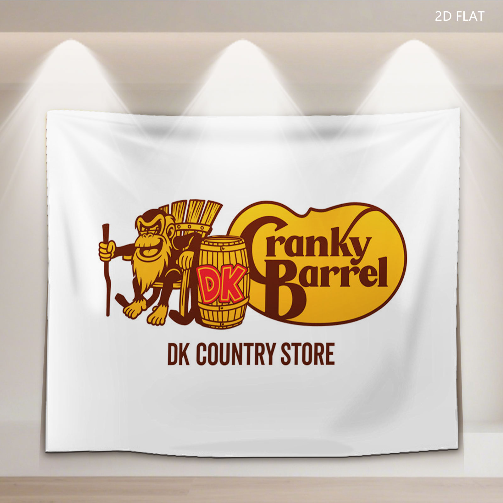 Donkey Kong Cranky Barrel DK Country Store Logo - Tapestry