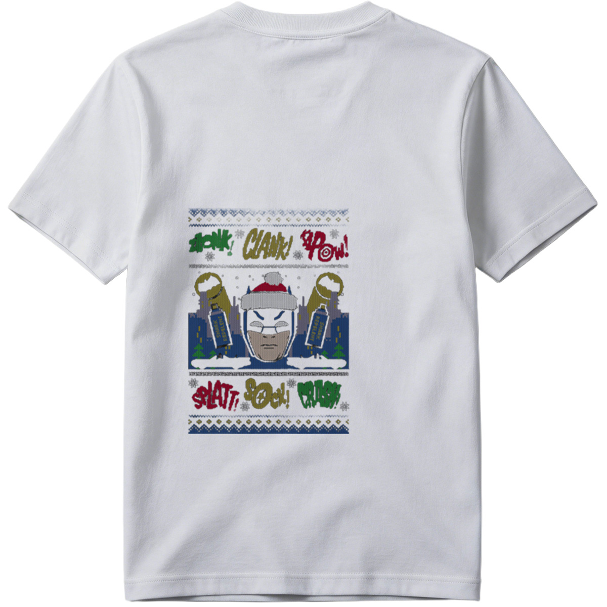 Batman Christmas Sweater with Comic Sound Effects - Tee