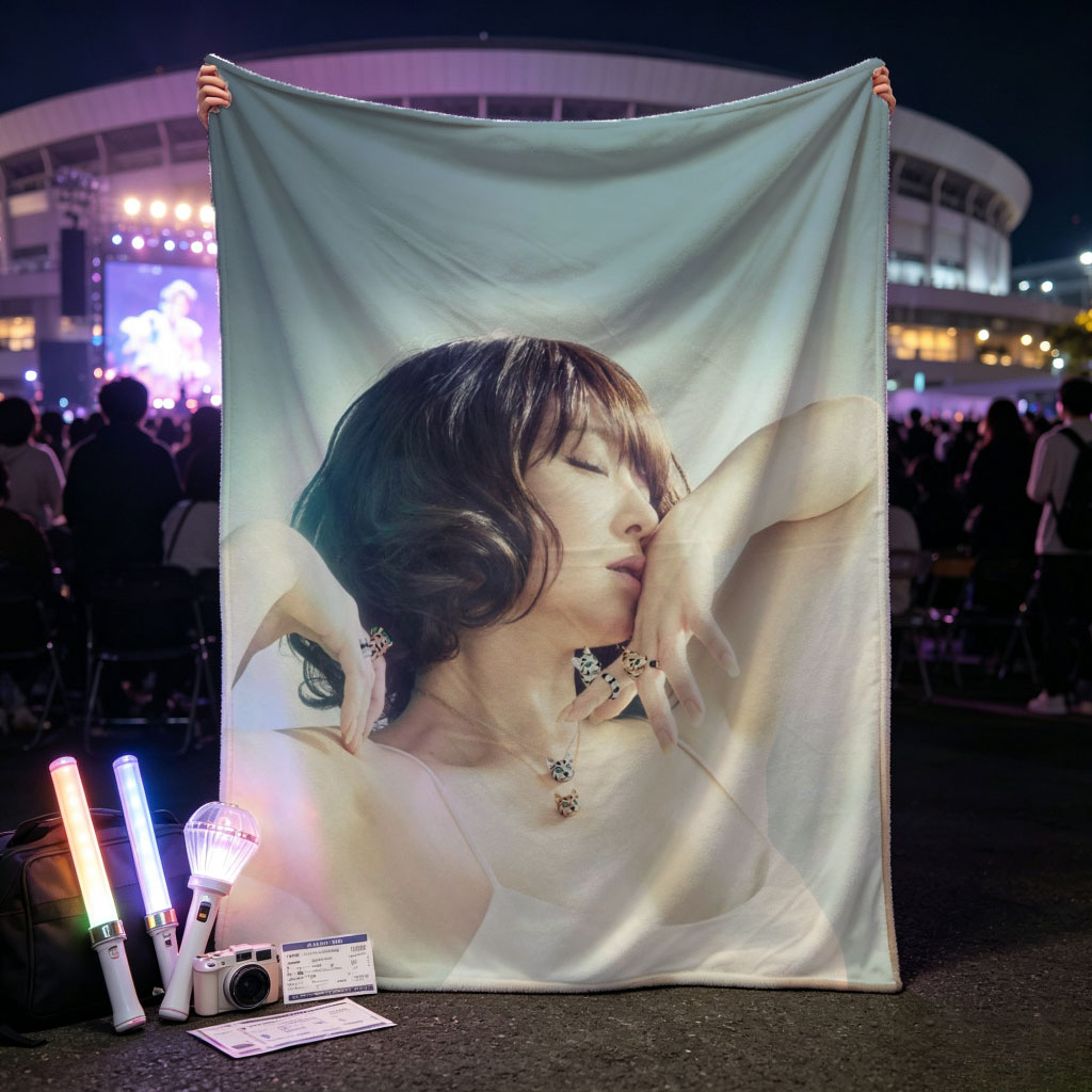 Ayumi Hamasaki in Elegant Pose with Jewelry and Soft Lighting - Blankets