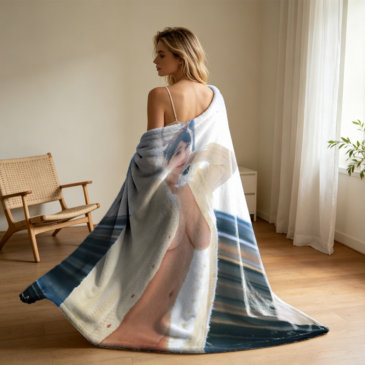 Nude woman showing her perfect ass from behind. - Blanket