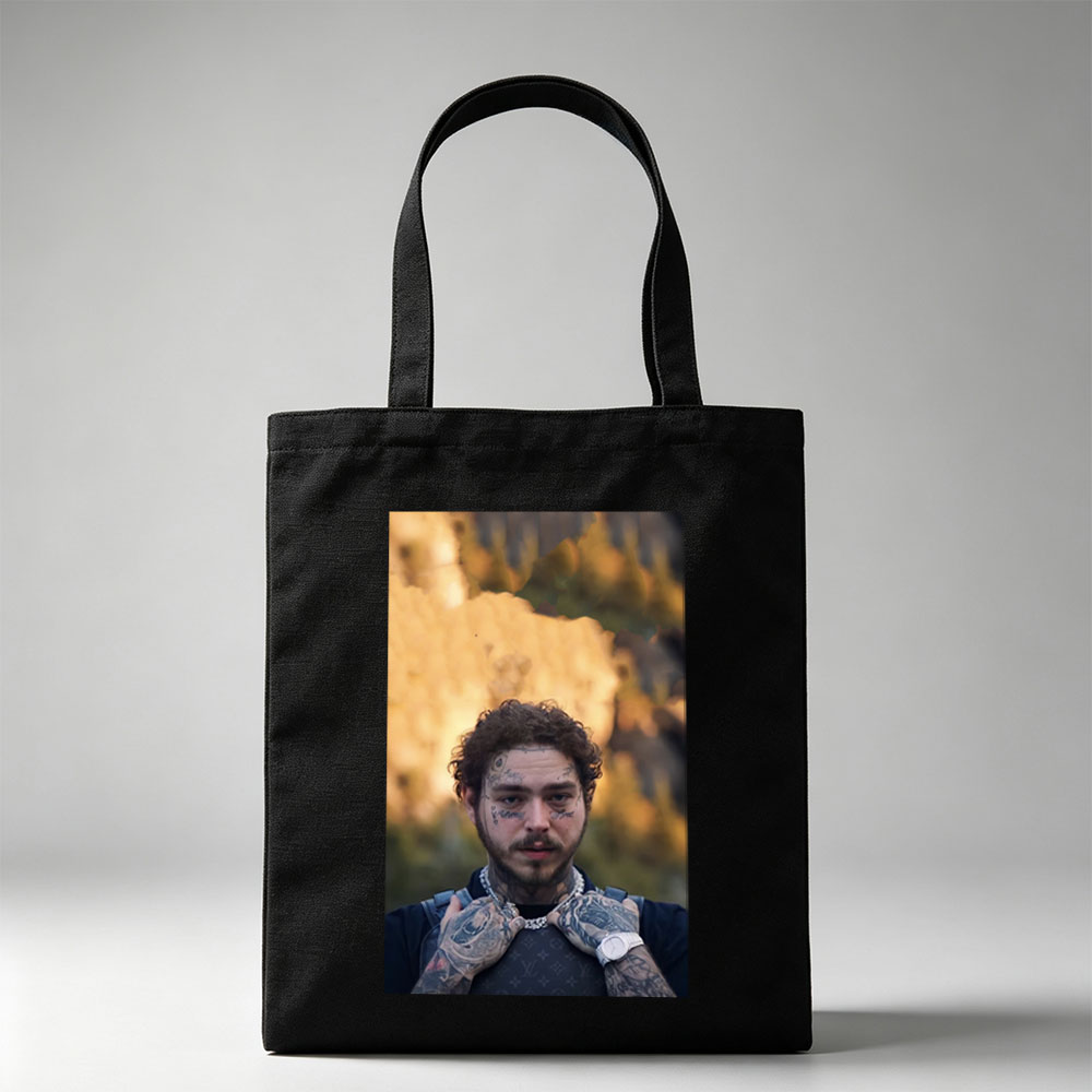 Post Malone Outdoor Portrait with Tattoos and Nature Background - Canvas tote bags