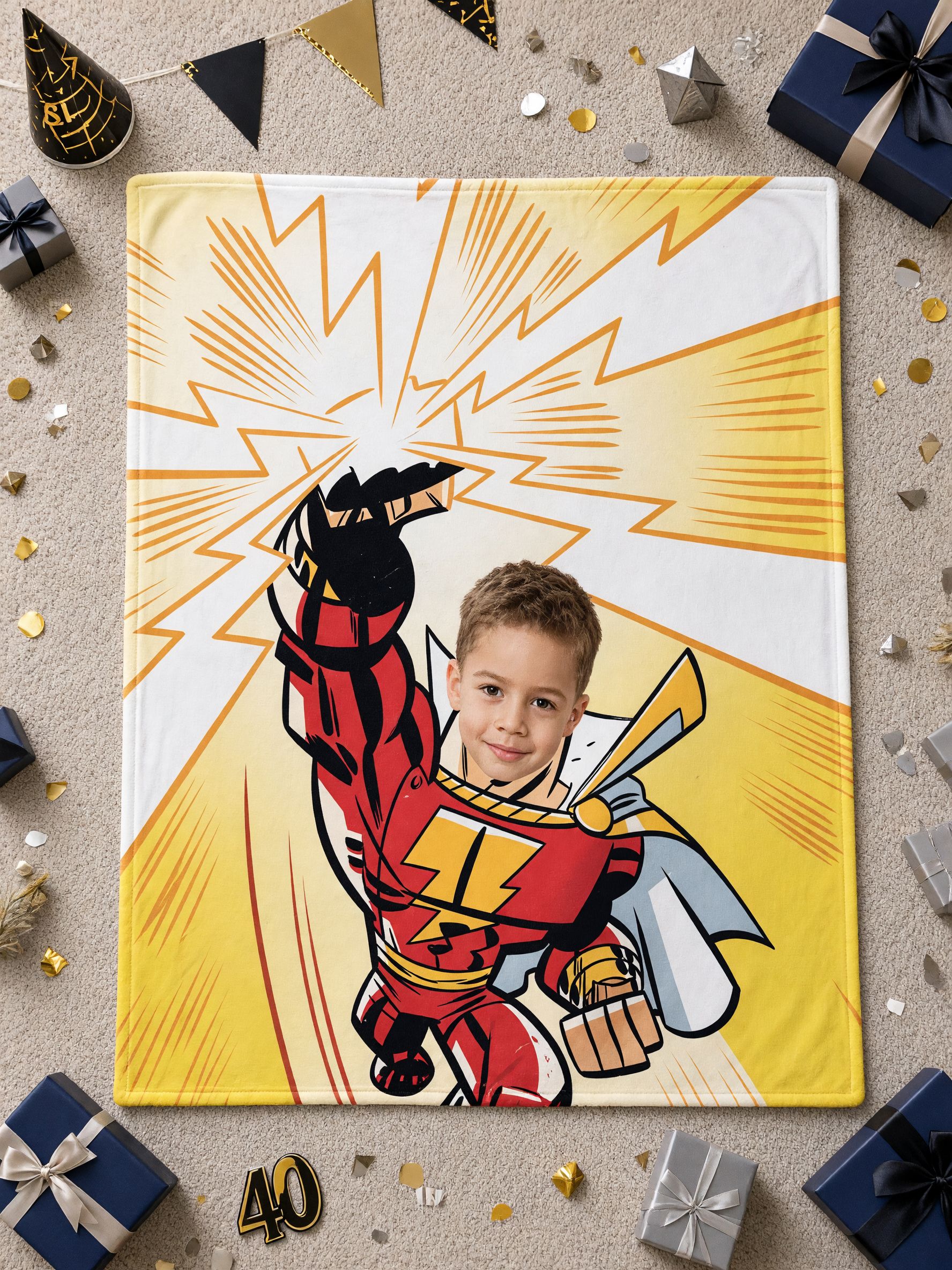 Personalized Superhero Photo Blanket Custom Face Comic Flannel Fleece Throw Soft Cozy Bed Sofa Keepsake Gift