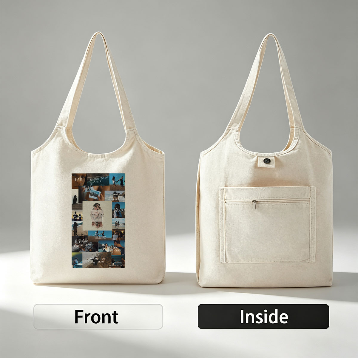 The Chainsmokers + Beach Romance + Collage of Couples and Lyrics from Closer - Canvas shoulder bags/