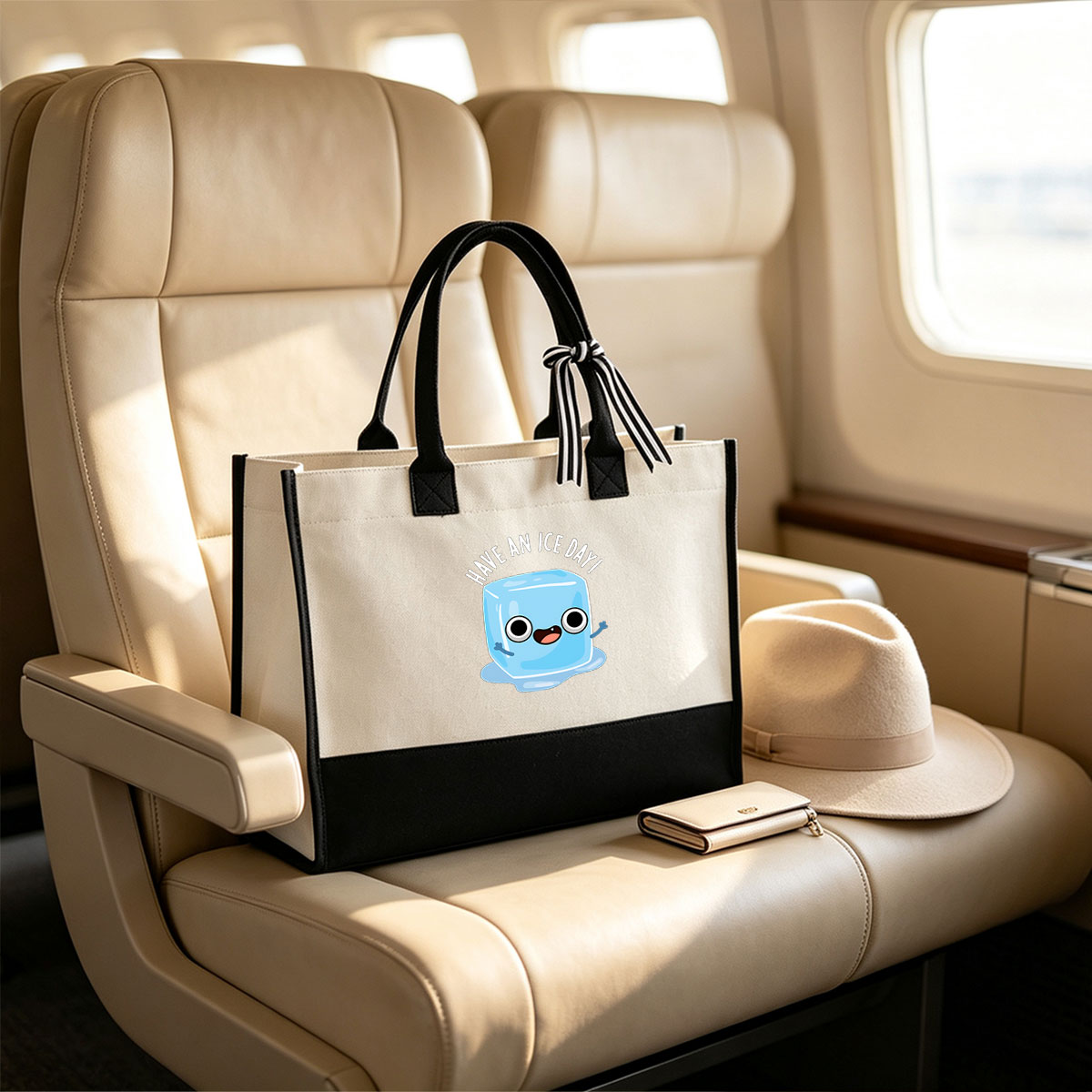 Have an Ice Day! Ice Cube Character - Canvas patchwork gift tote bag