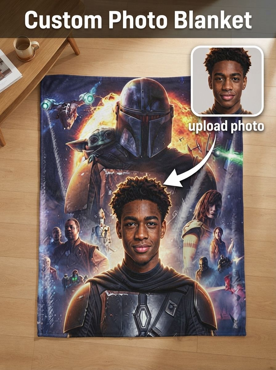Custom Photo Face Blanket Personalized Sci-Fi Hero Flannel Fleece Throw Skin-Friendly Anti-Pilling Warm Bed Sofa Wrap