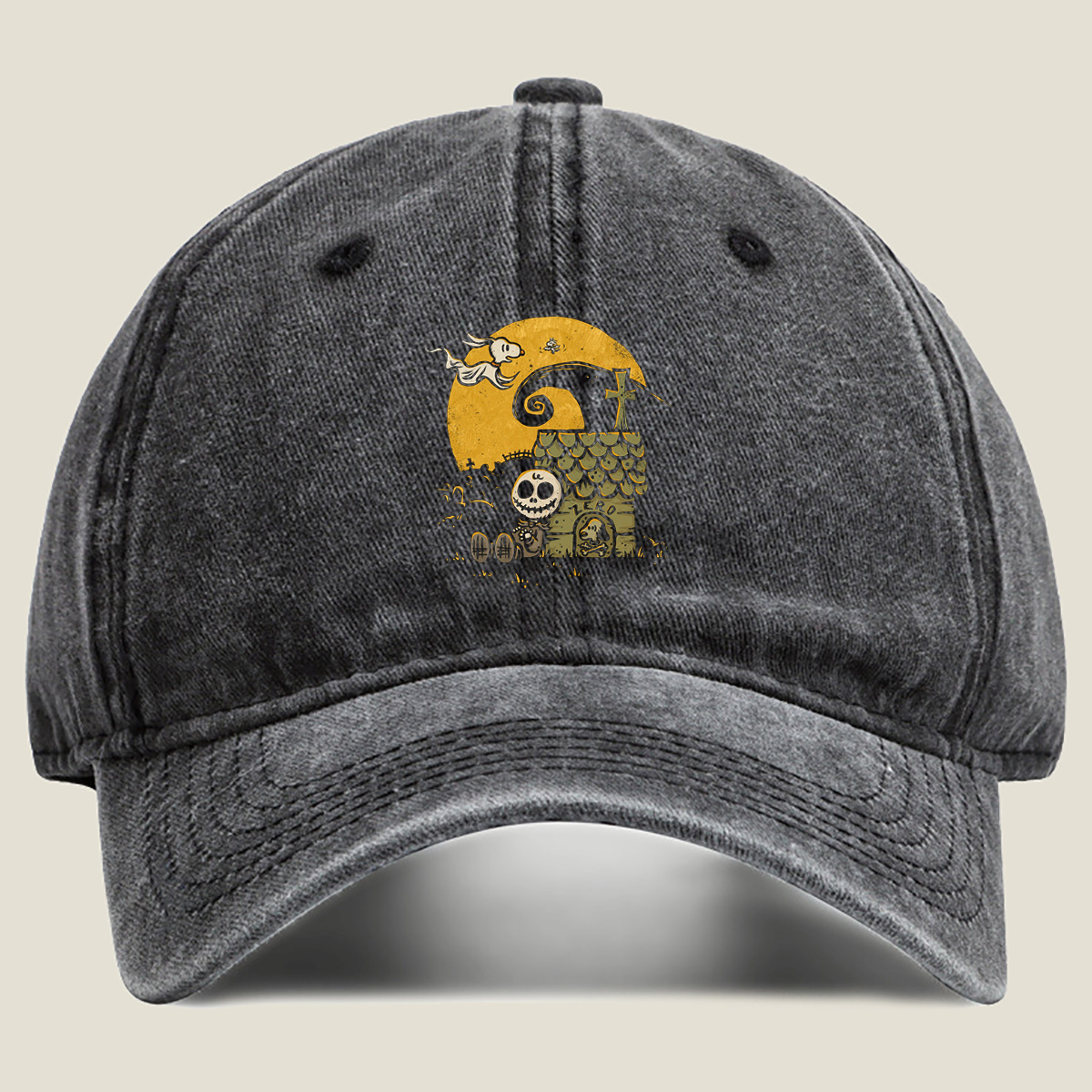 The Nightmare Before Christmas: Jack Skellington and Zero - Washed Denim - Baseball Cap