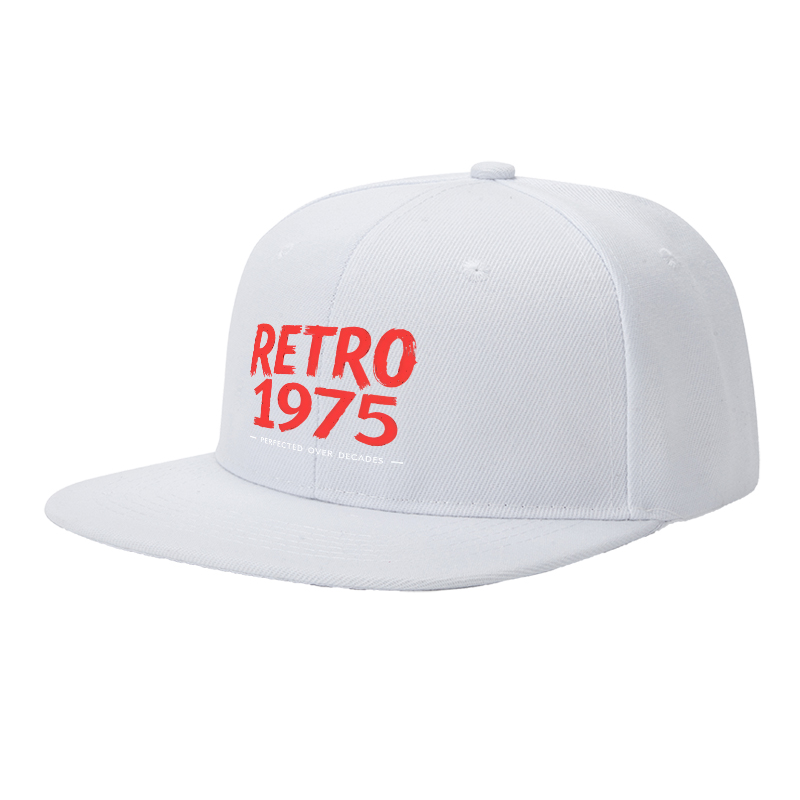 Flat Brim Baseball Cap Retro 1975 Brushstroke Design Streetwear Underground Skate Style for Basketball Court Skate Park Urban Lifestyle Skaters Rappers Streetwear Enthusiasts