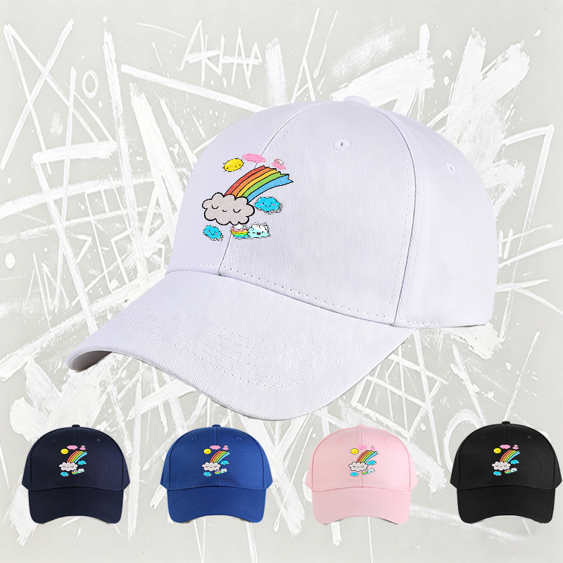 Unisex Classic Baseball Cap with Rainbow Clouds and Sparkle Sun Print - Perfect for Outdoor Activities, Casual Wear, and Daily Use - Ideal for Teens and Young Adults Seeking Fun and Colorful Fashion Accessory