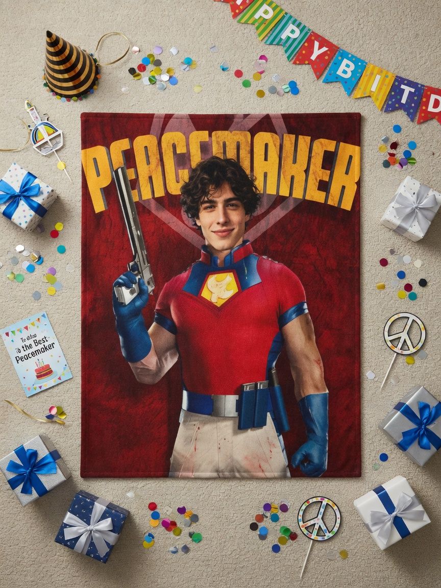 Custom Face Superhero Flannel Fleece Blanket Soft Personalized Photo Throw Anti-Pilling Cozy Bed Couch Gift