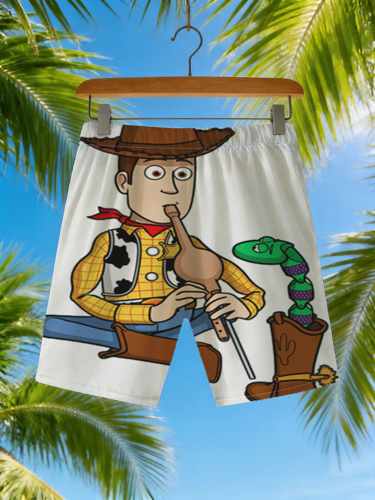 Woody Playing Flute with Snake in Boot -  Beach shorts